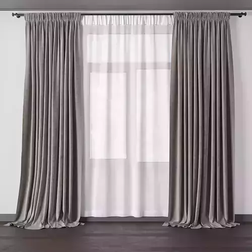 Curtains with metal curtain rod 01