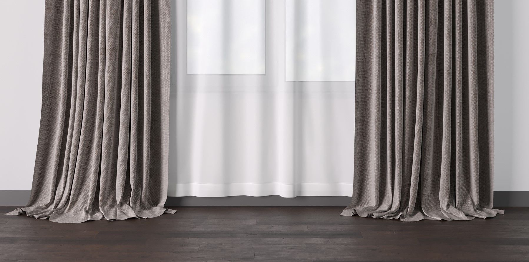Curtains with metal curtain rod 01 Low-poly 3D model_4