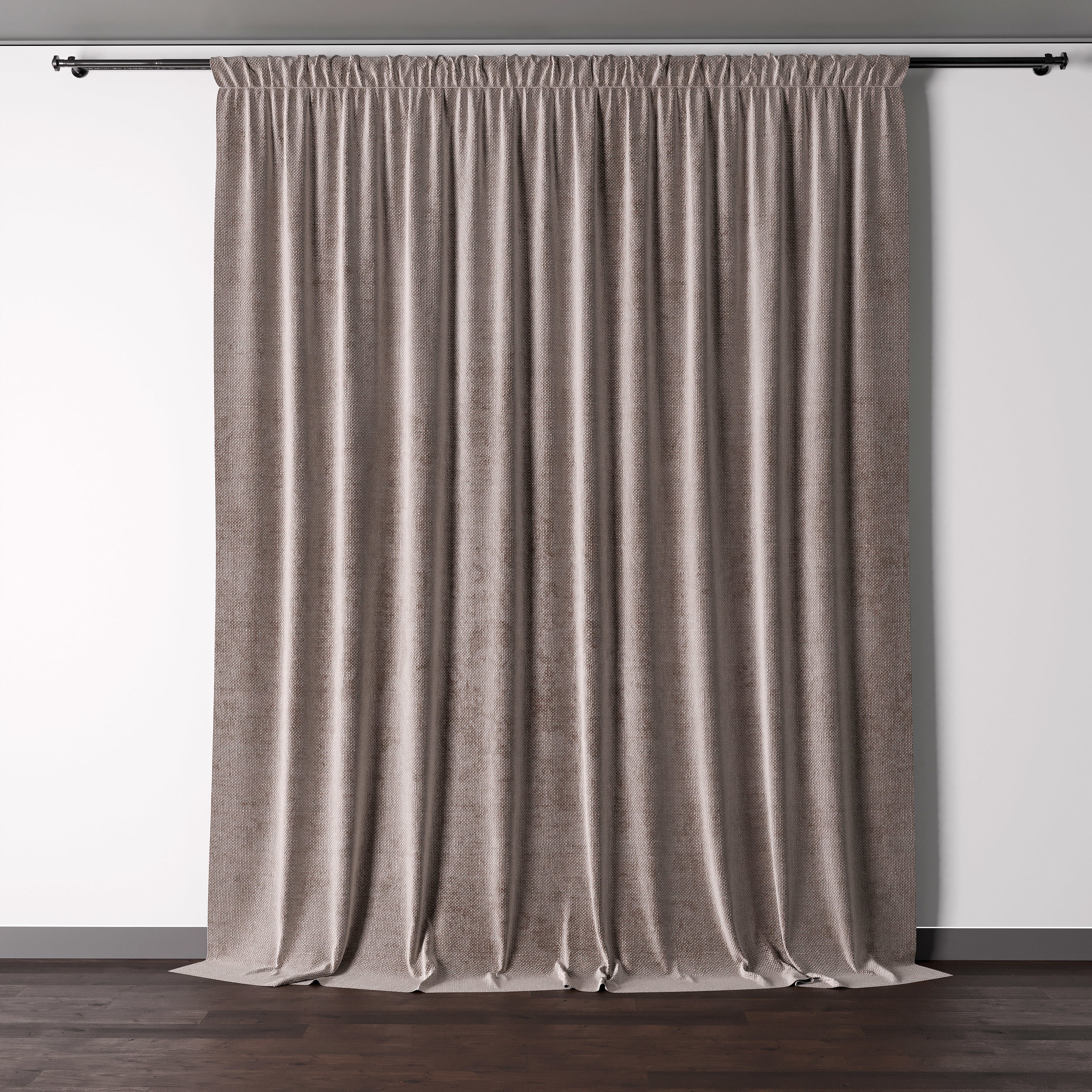 Curtains with metal curtain rod 01 Low-poly 3D model_1