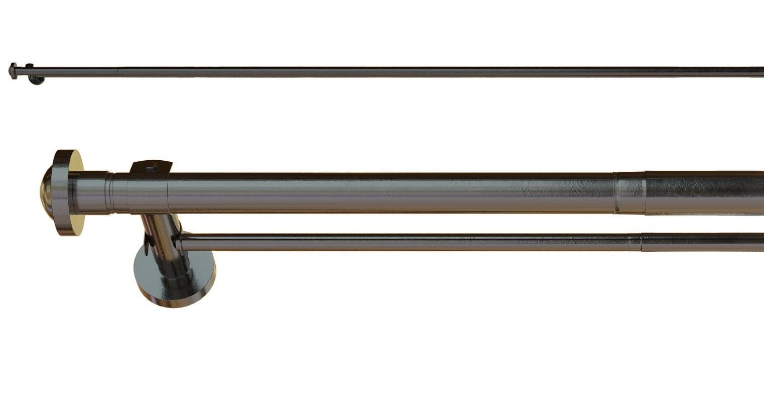 Curtains with metal curtain rod 01 Low-poly 3D model_3