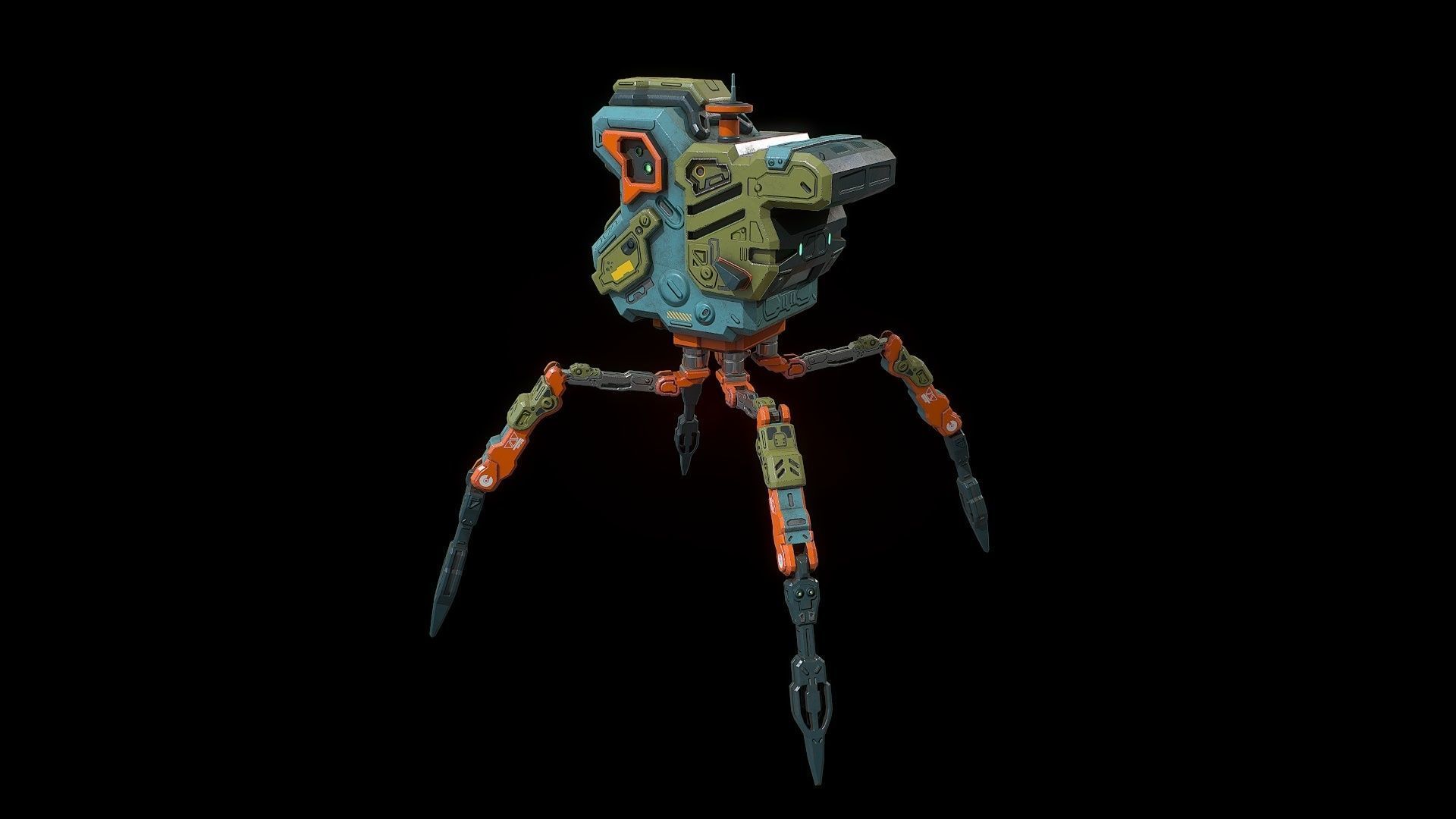 Sci fi  bug bot Low-poly 3D model_2