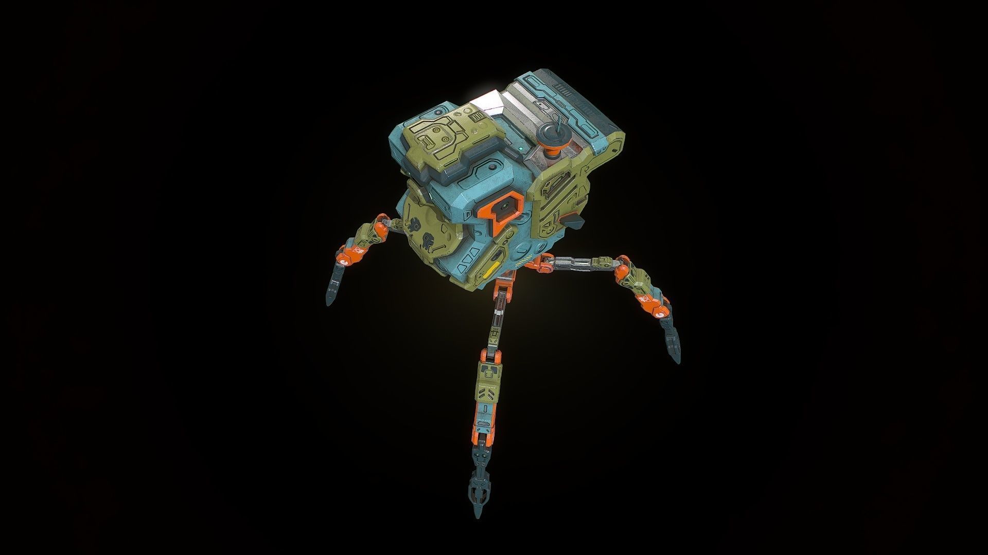 Sci fi  bug bot Low-poly 3D model_8