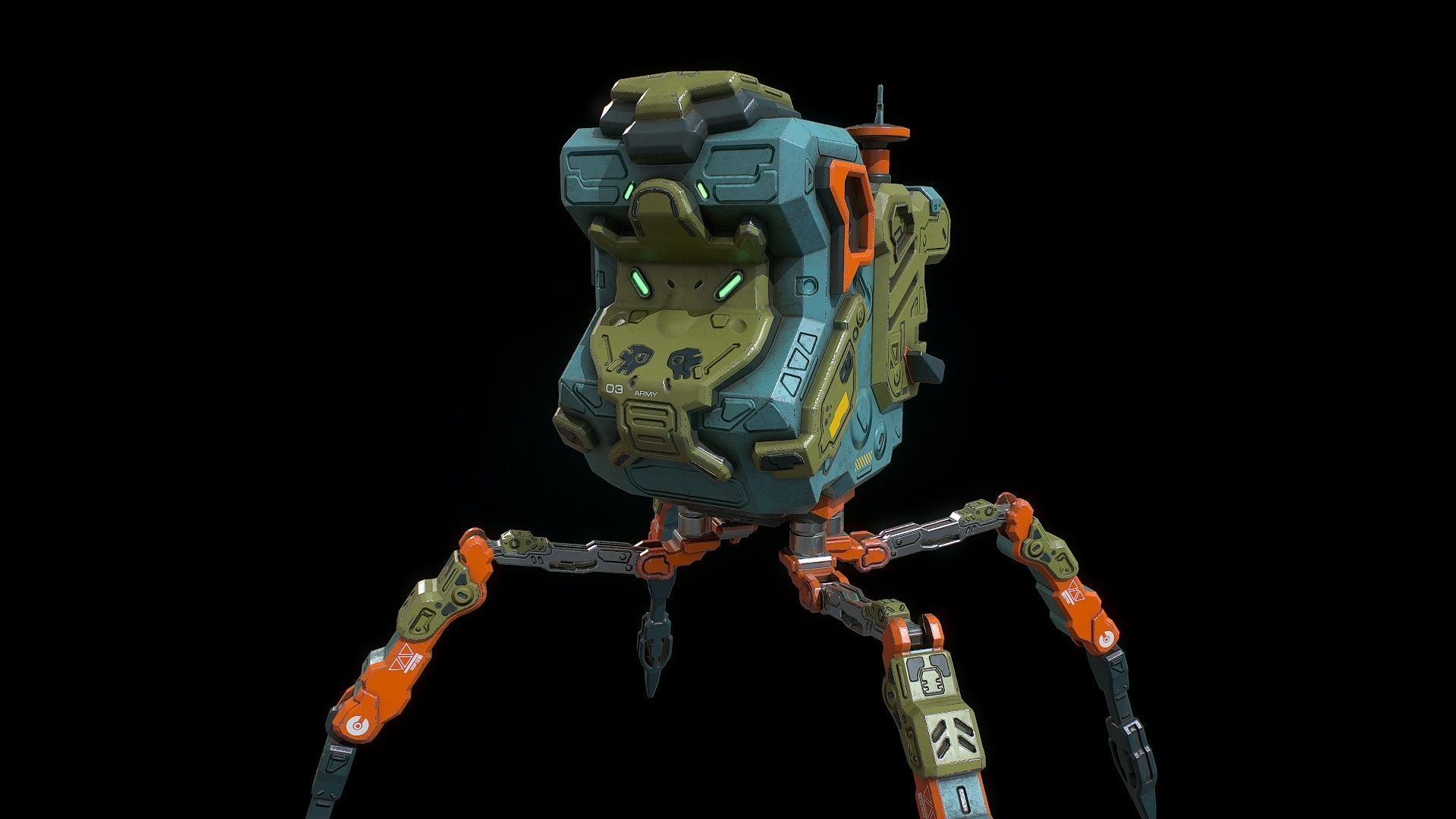 Sci fi  bug bot Low-poly 3D model_10