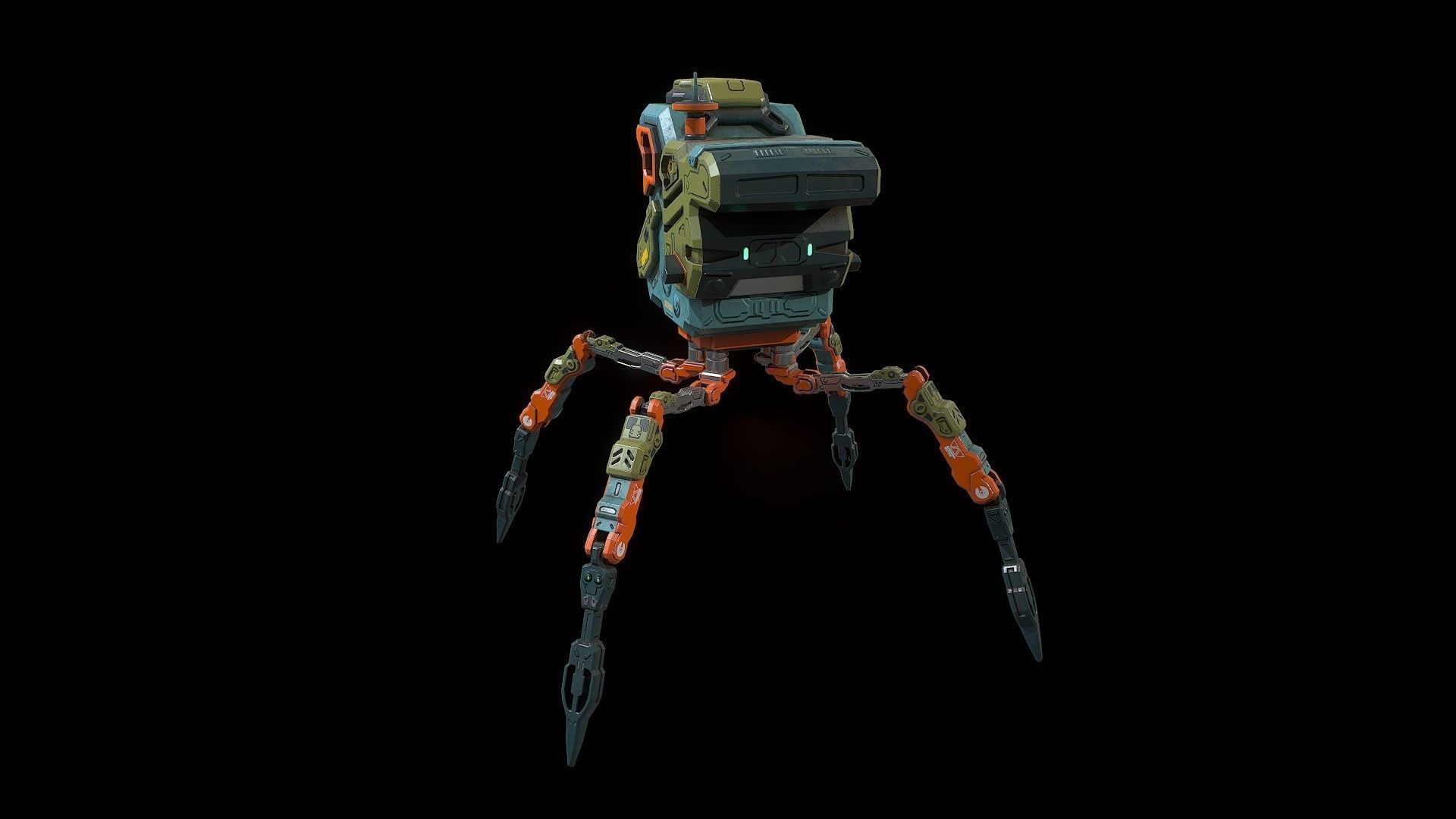 Sci fi  bug bot Low-poly 3D model_3