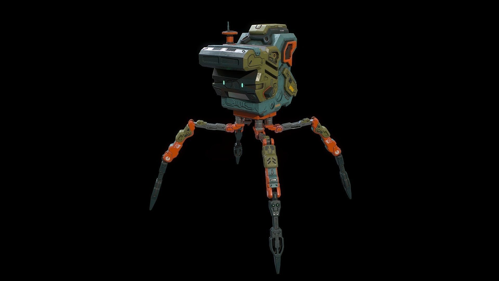 Sci fi  bug bot Low-poly 3D model_4