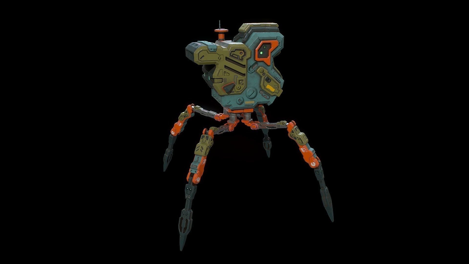 Sci fi  bug bot Low-poly 3D model_5