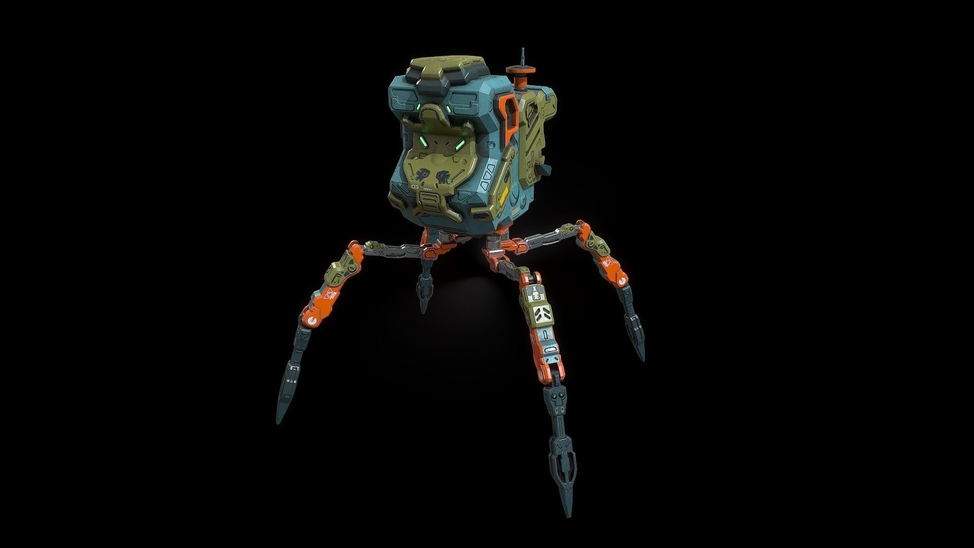 Sci fi  bug bot Low-poly 3D model_0