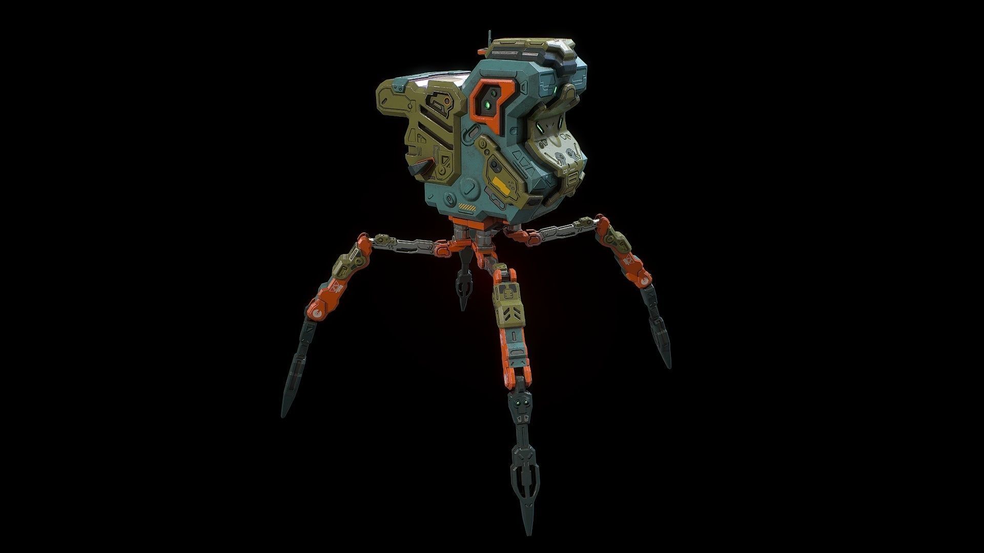 Sci fi  bug bot Low-poly 3D model_6