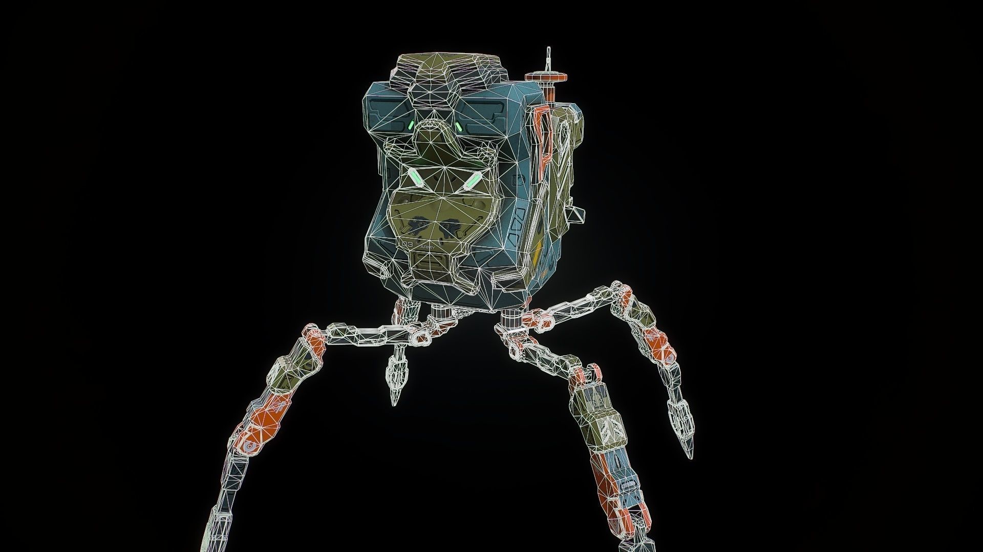 Sci fi  bug bot Low-poly 3D model_12