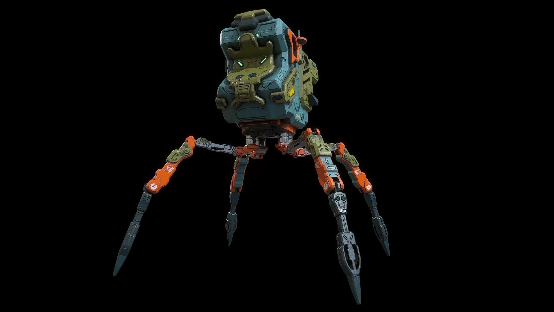 Sci fi  bug bot Low-poly 3D model_9