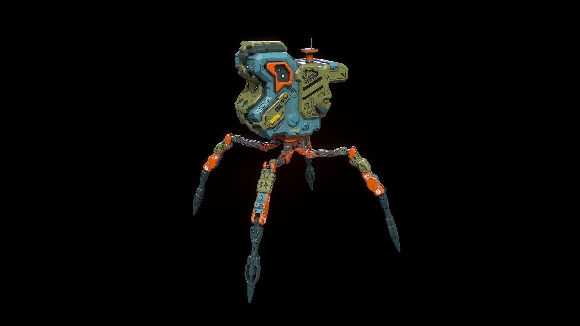 Sci fi  bug bot Low-poly 3D model_1