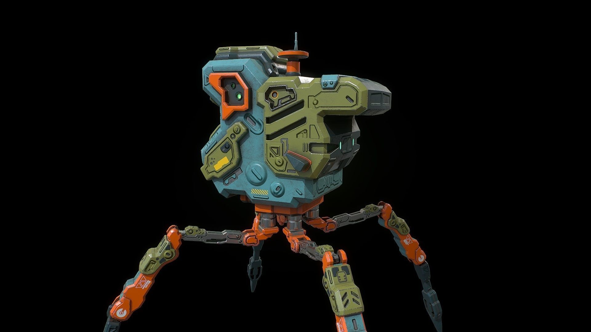 Sci fi  bug bot Low-poly 3D model_11