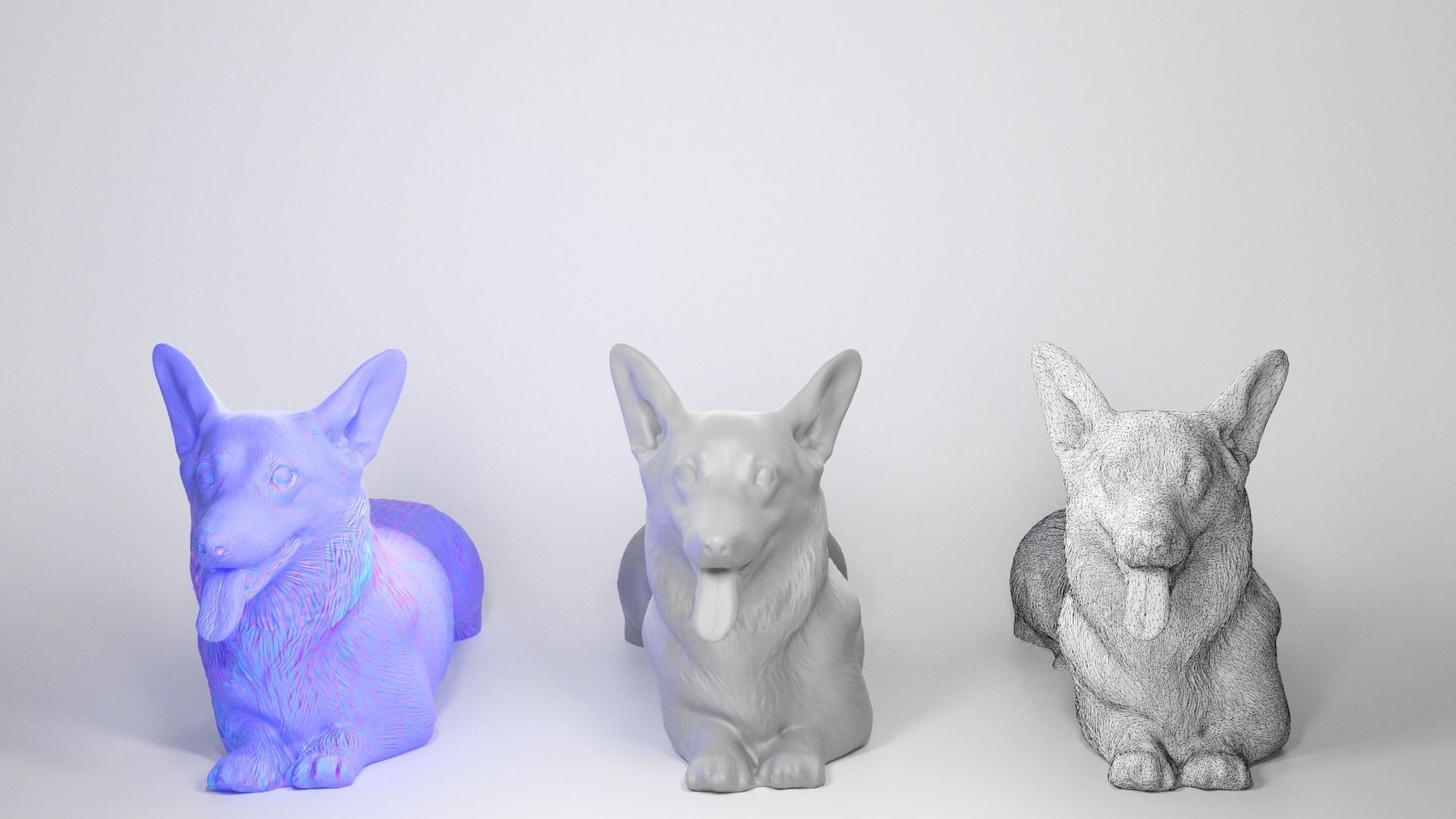 Corgi dog lying 03 Low-poly 3D model_3