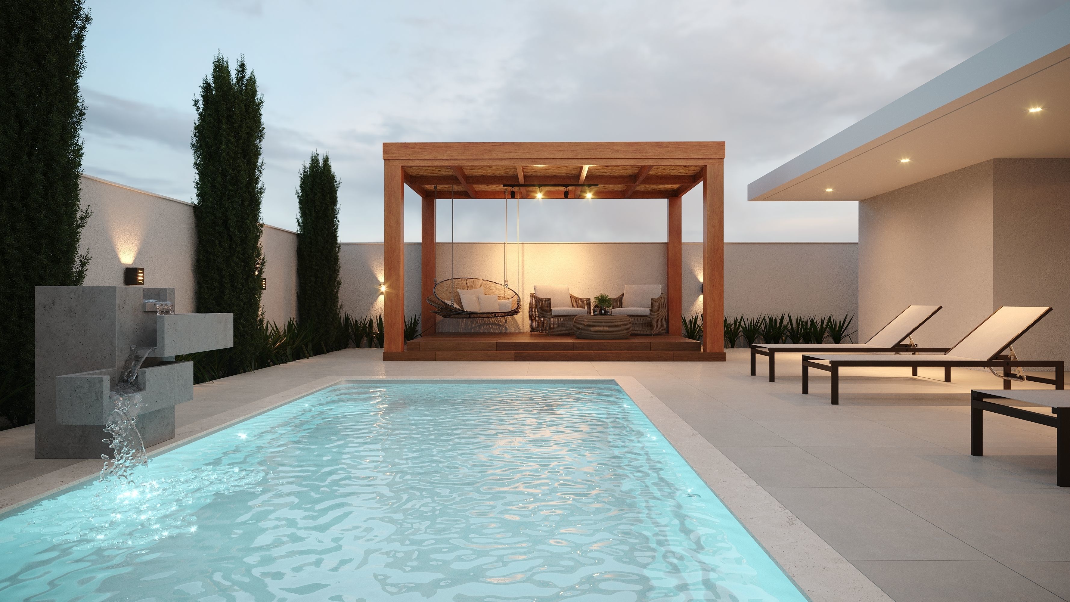 Modern leisure area 3D model_2