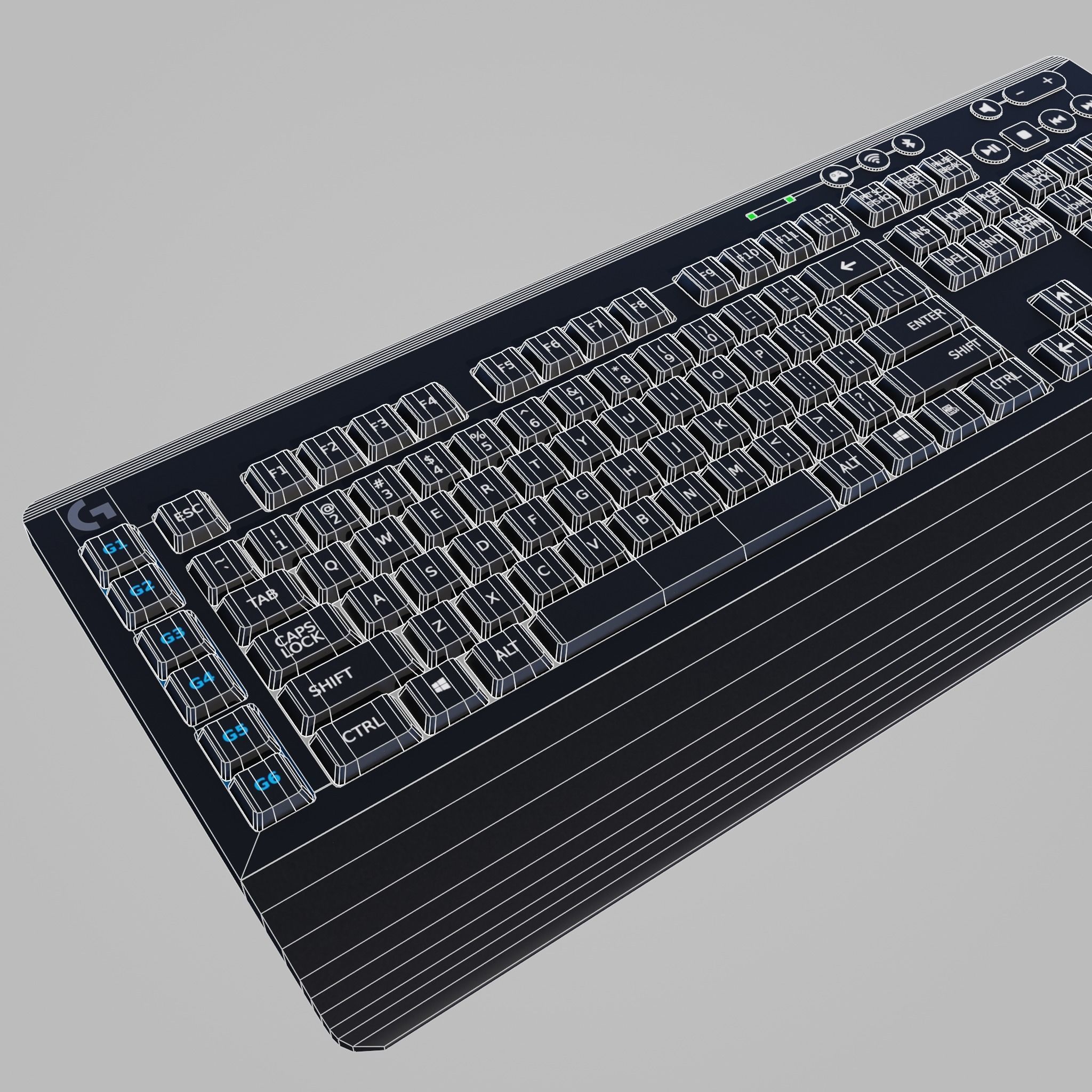 Logitech Gaming Keyboard Low-poly 3D model_8