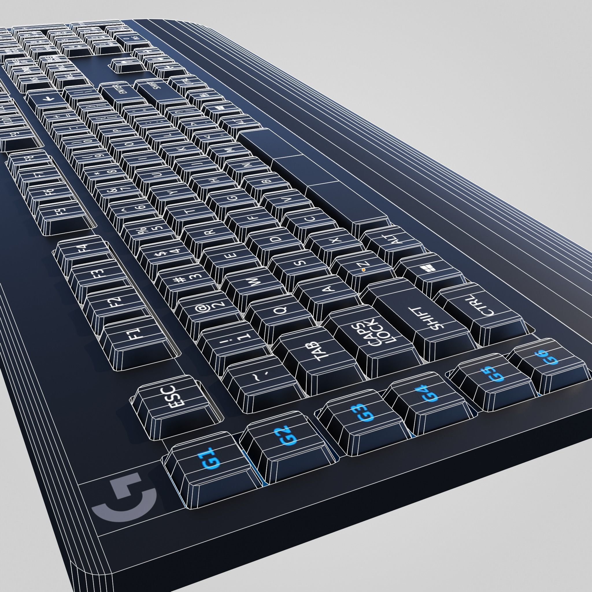 Logitech Gaming Keyboard Low-poly 3D model_36