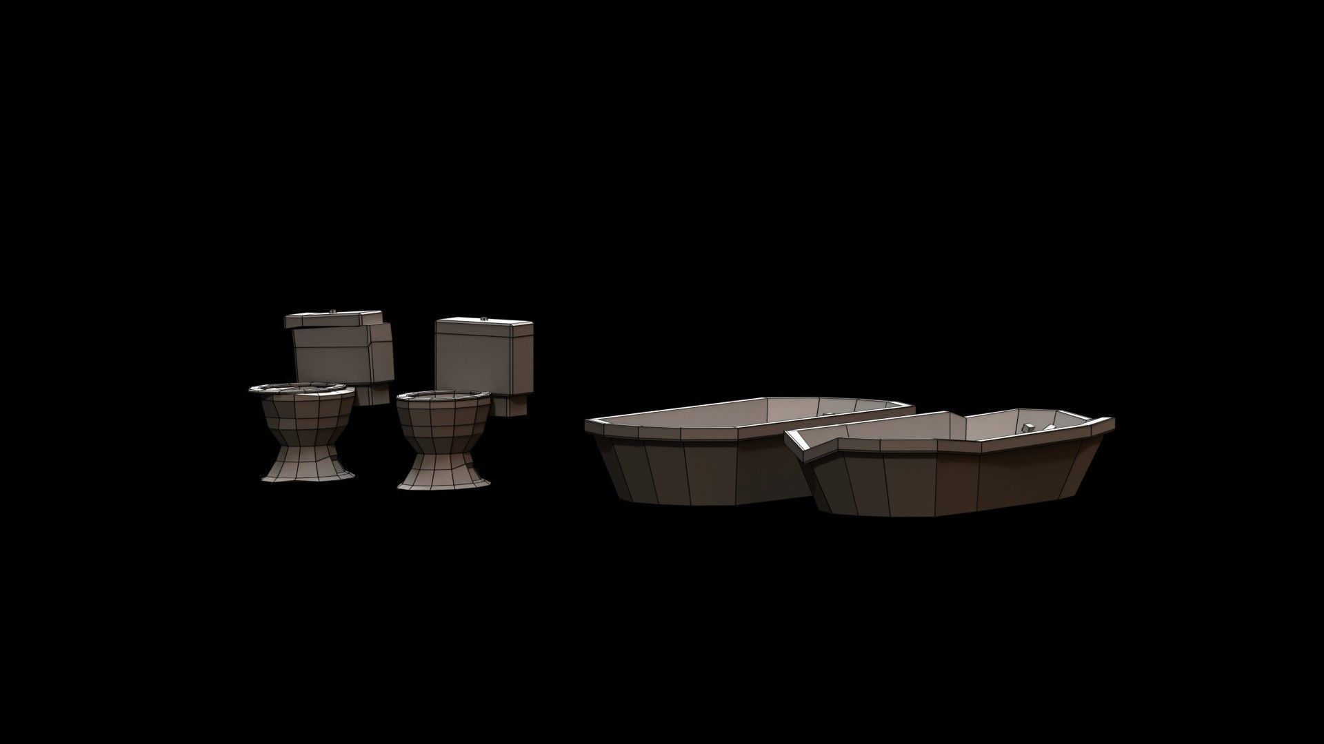 Post Apocalyptic Toilet and Bath Low-poly 3D model_7