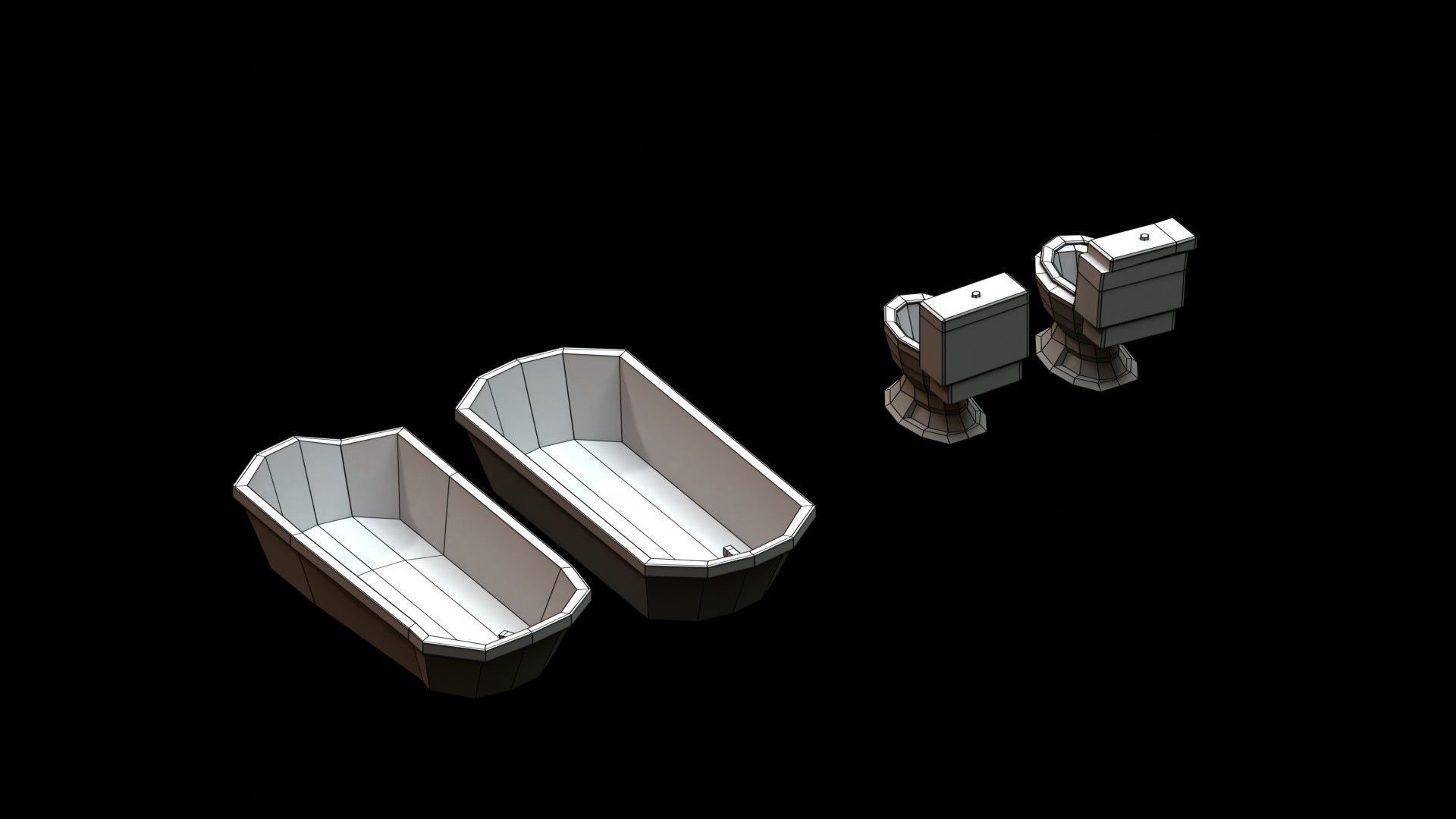 Post Apocalyptic Toilet and Bath Low-poly 3D model_8