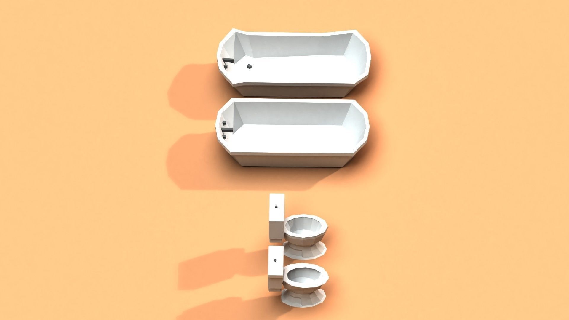 Post Apocalyptic Toilet and Bath Low-poly 3D model_3