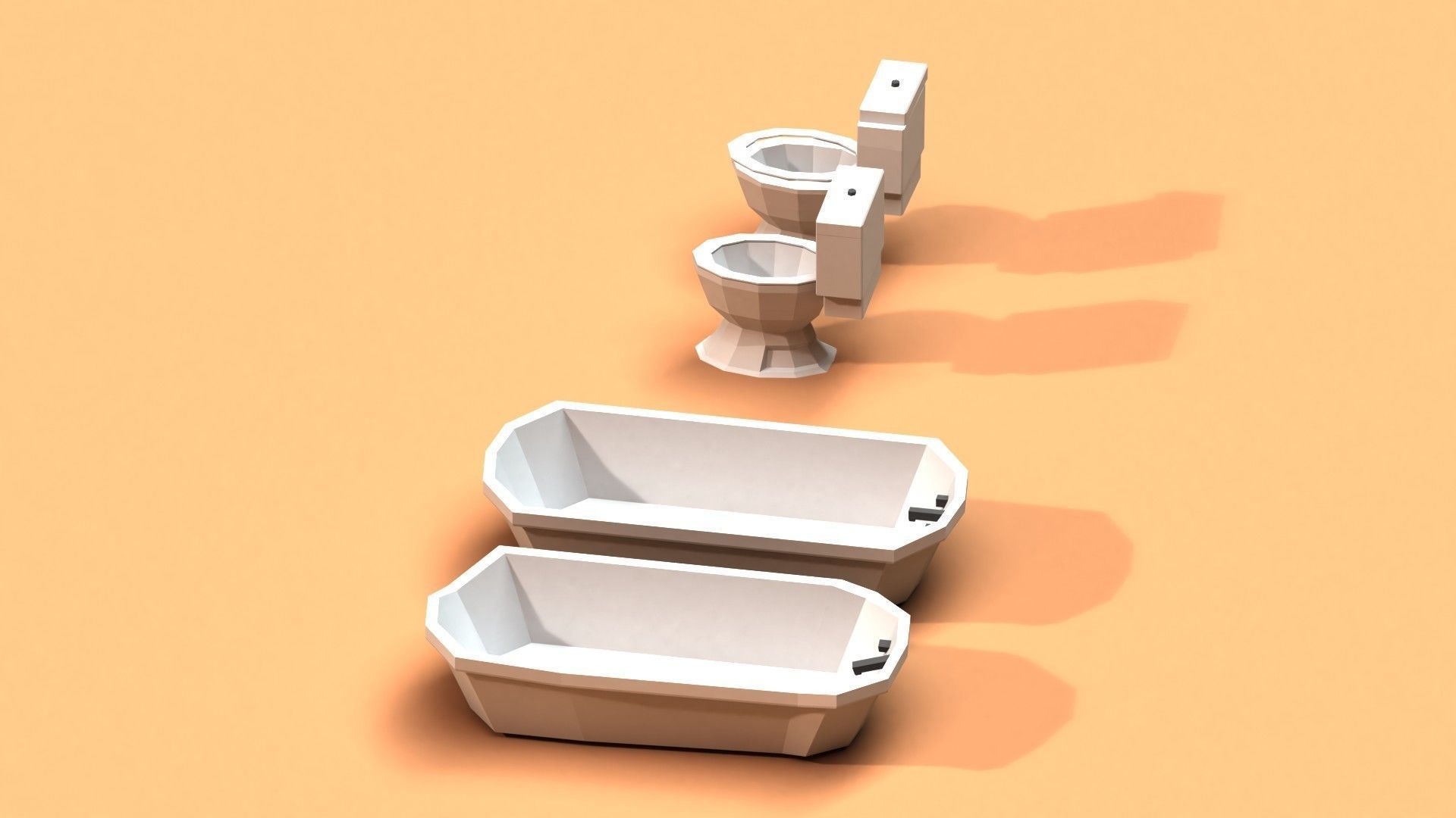 Post Apocalyptic Toilet and Bath Low-poly 3D model_1