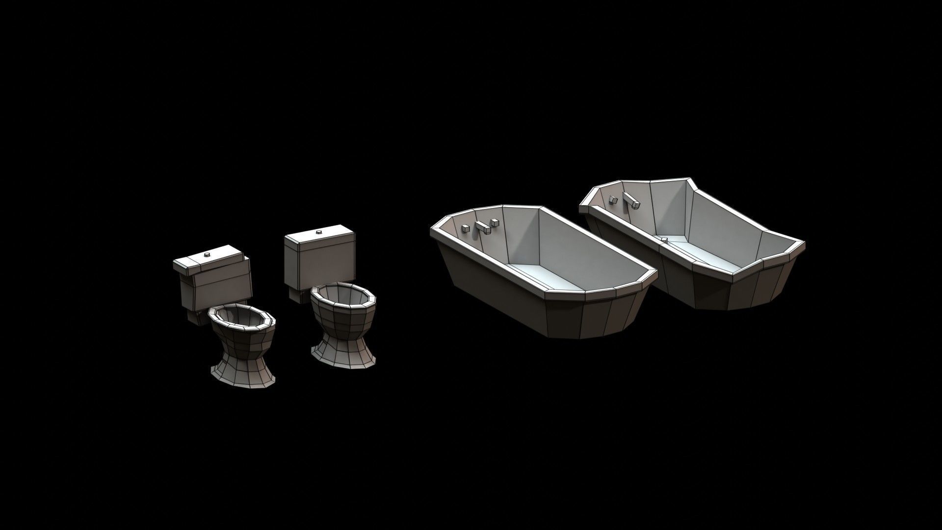 Post Apocalyptic Toilet and Bath Low-poly 3D model_6