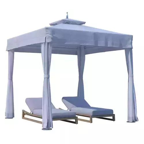 RH TUUCI  ATLANTIS PAVILION CABANA WITH SEBASTIAN TEAK CHAISE