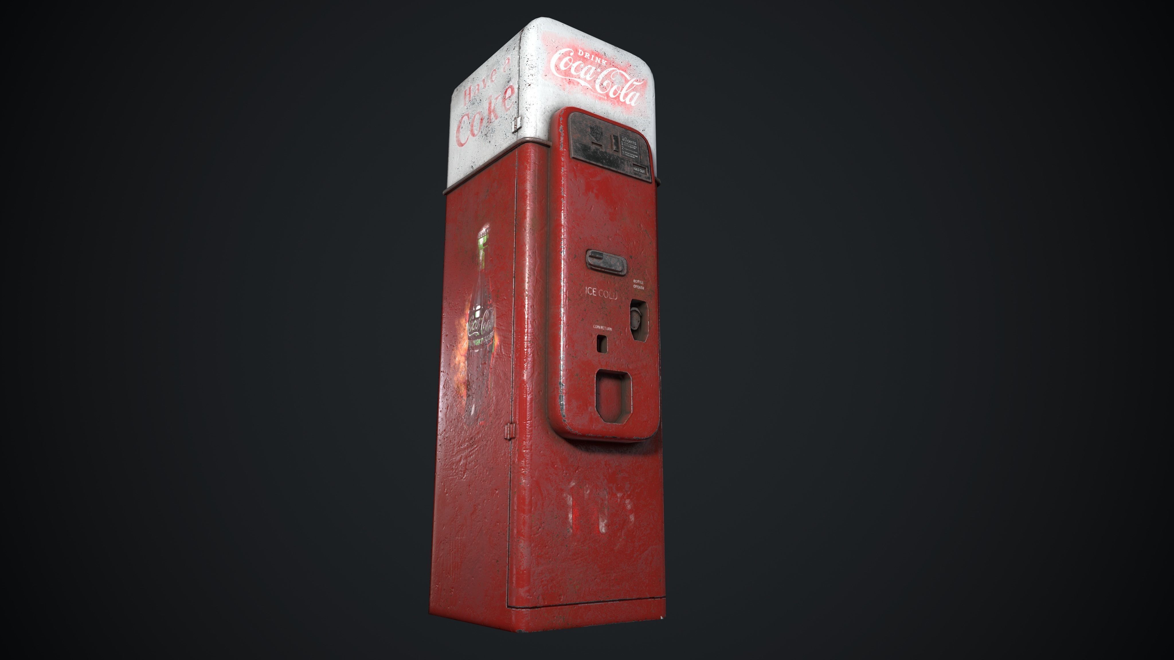 Coca Cola Vendo 44 Old Rust Worn Low-poly 3D model_6