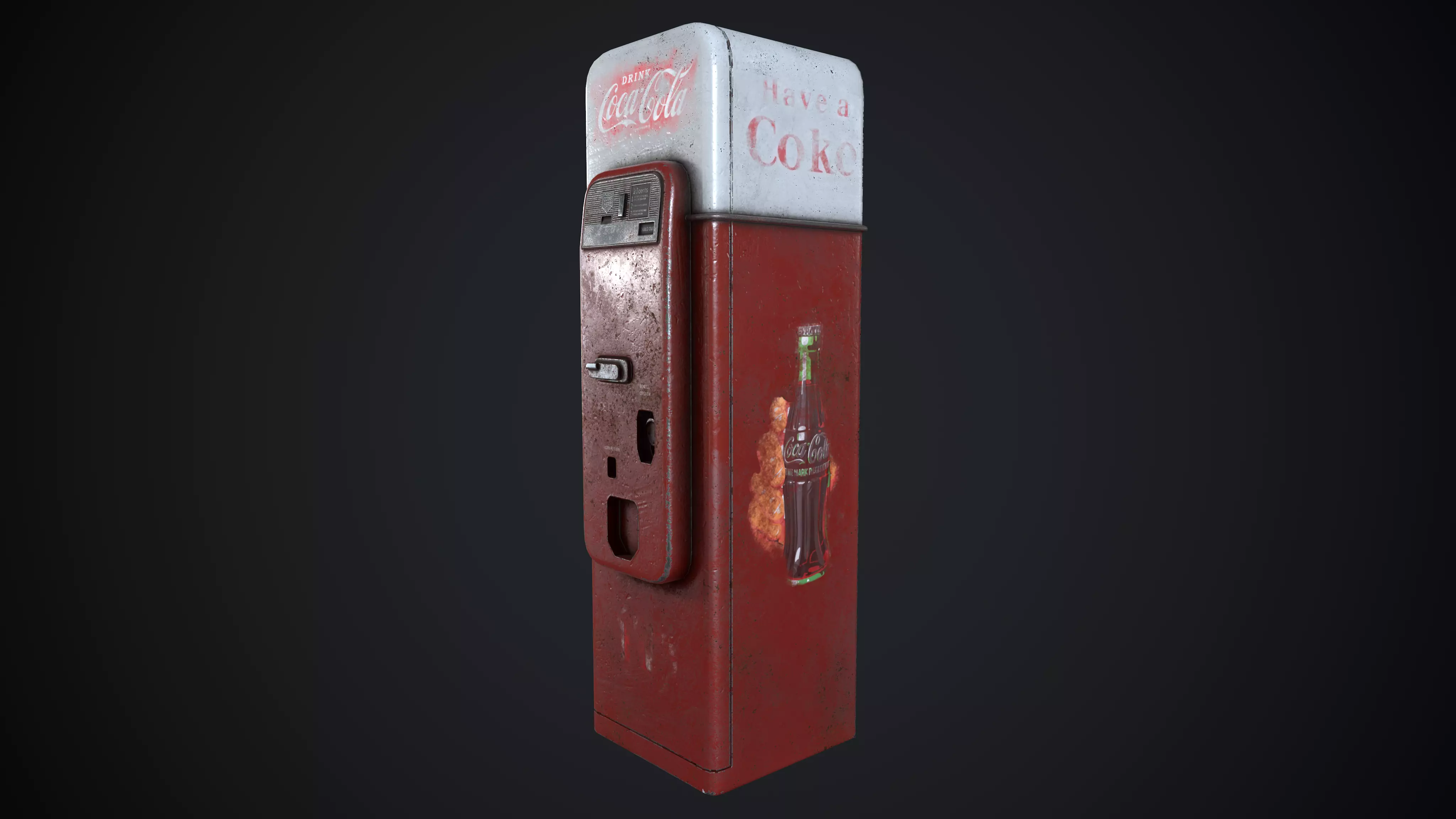 Coca Cola Vendo 44 Old Rust Worn Low-poly 3D model_0