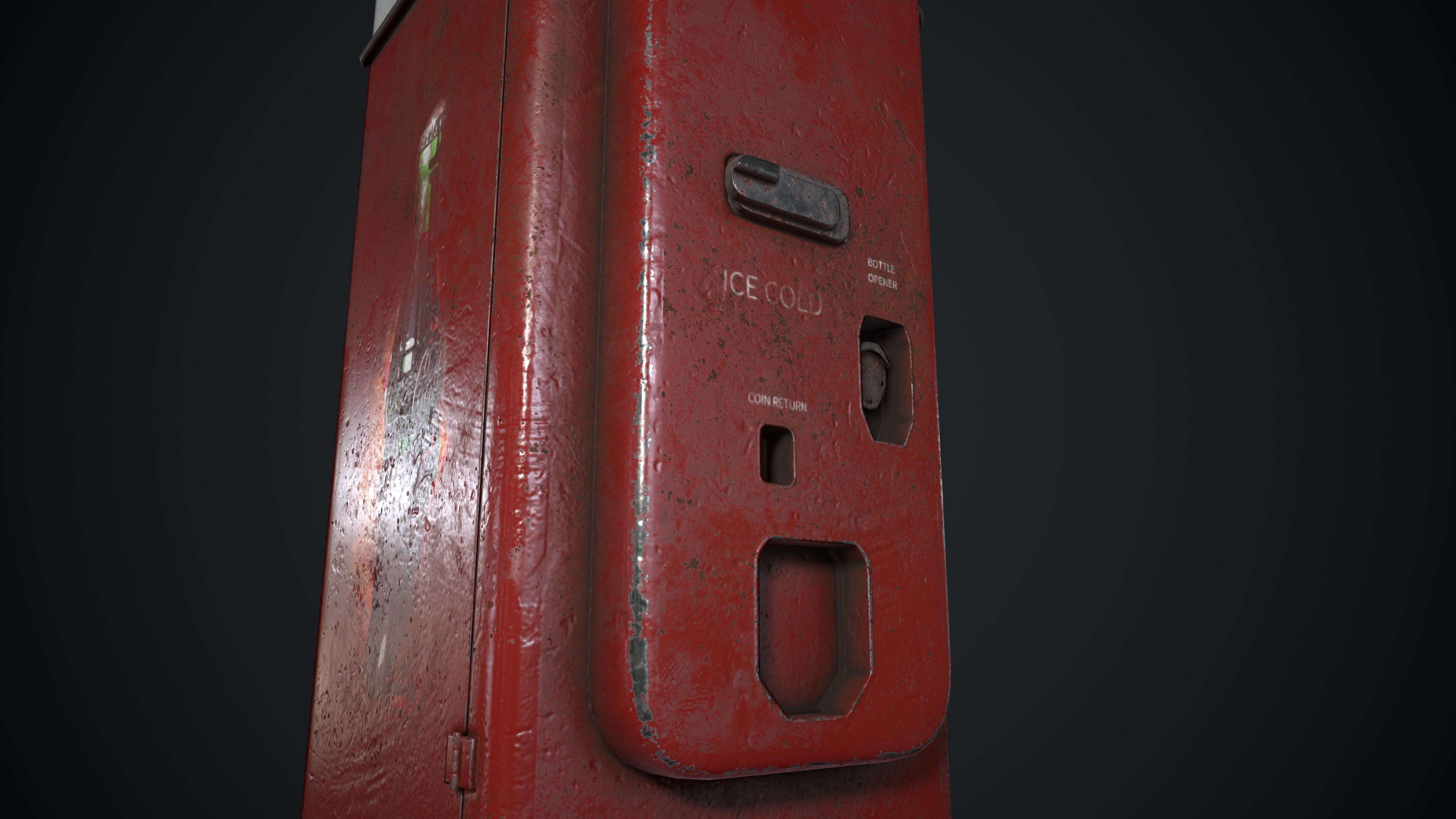Coca Cola Vendo 44 Old Rust Worn Low-poly 3D model_3