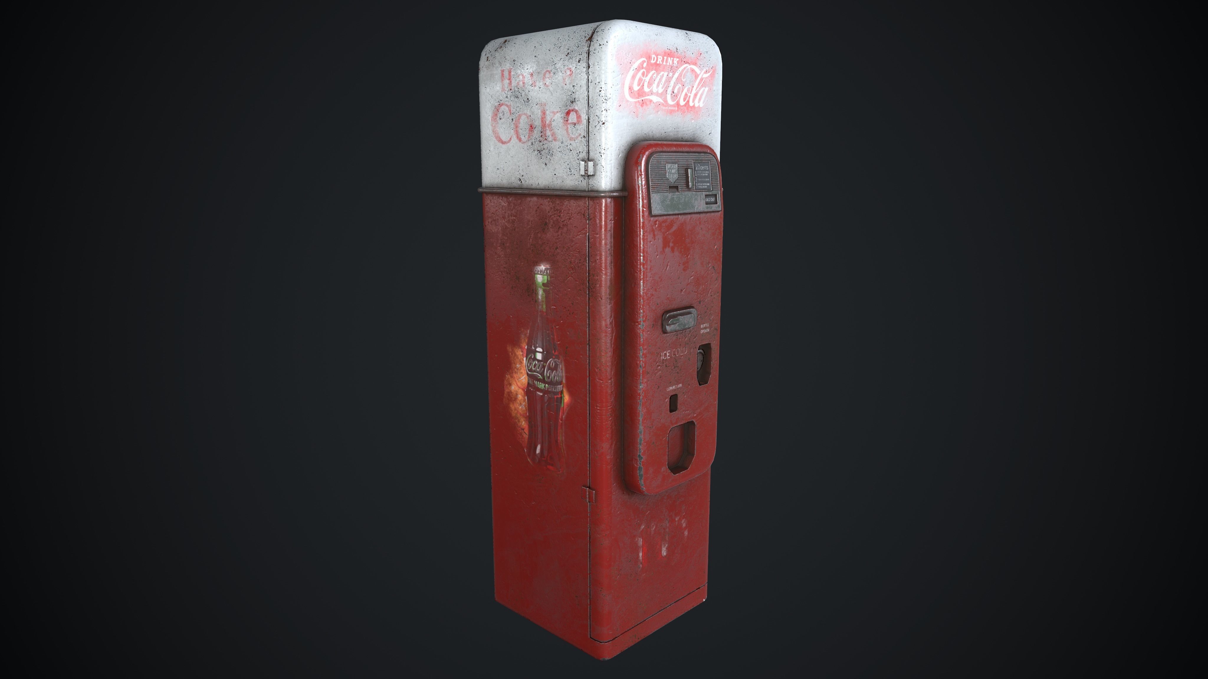 Coca Cola Vendo 44 Old Rust Worn Low-poly 3D model_2