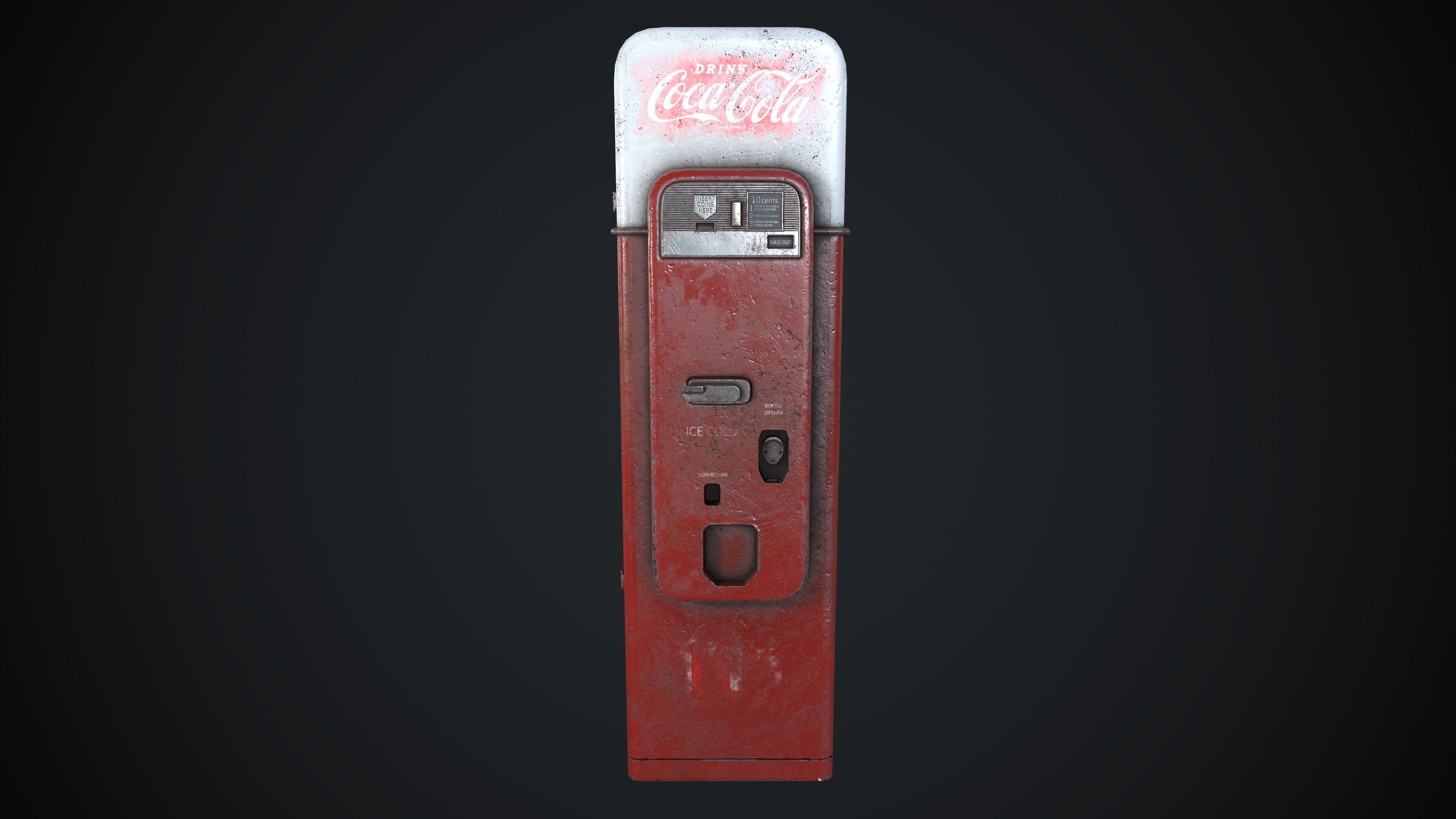 Coca Cola Vendo 44 Old Rust Worn Low-poly 3D model_4