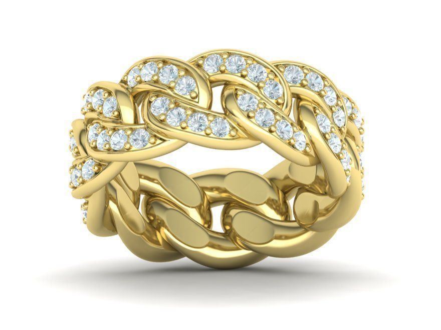 DIAMOND Cuban Link Heavy Chain Ring 9mm Wide 8US Size 3dmodel 3D print model_12