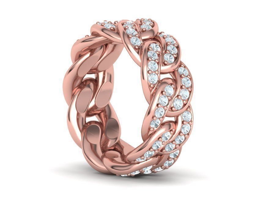 DIAMOND Cuban Link Heavy Chain Ring 9mm Wide 8US Size 3dmodel 3D print model_13