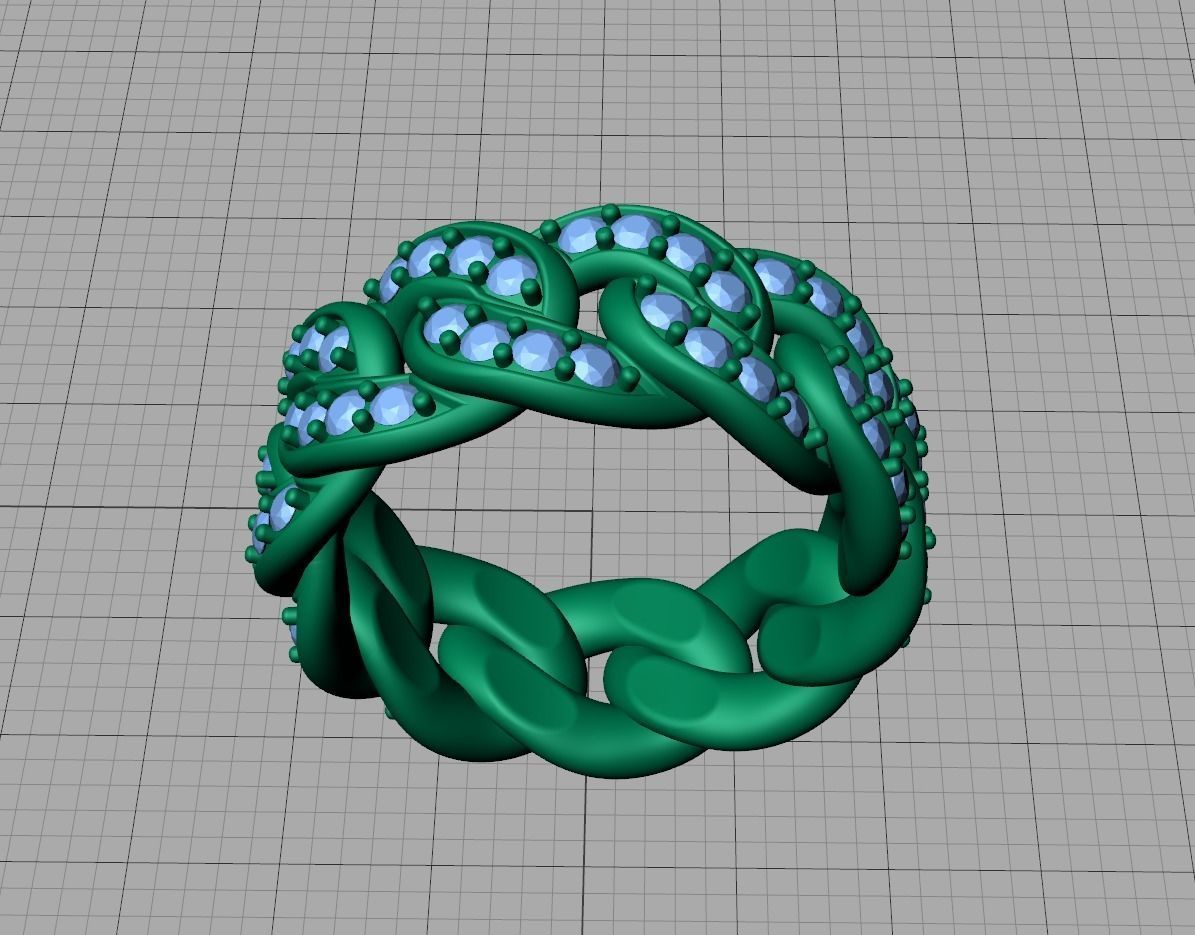 DIAMOND Cuban Link Heavy Chain Ring 9mm Wide 8US Size 3dmodel 3D print model_18