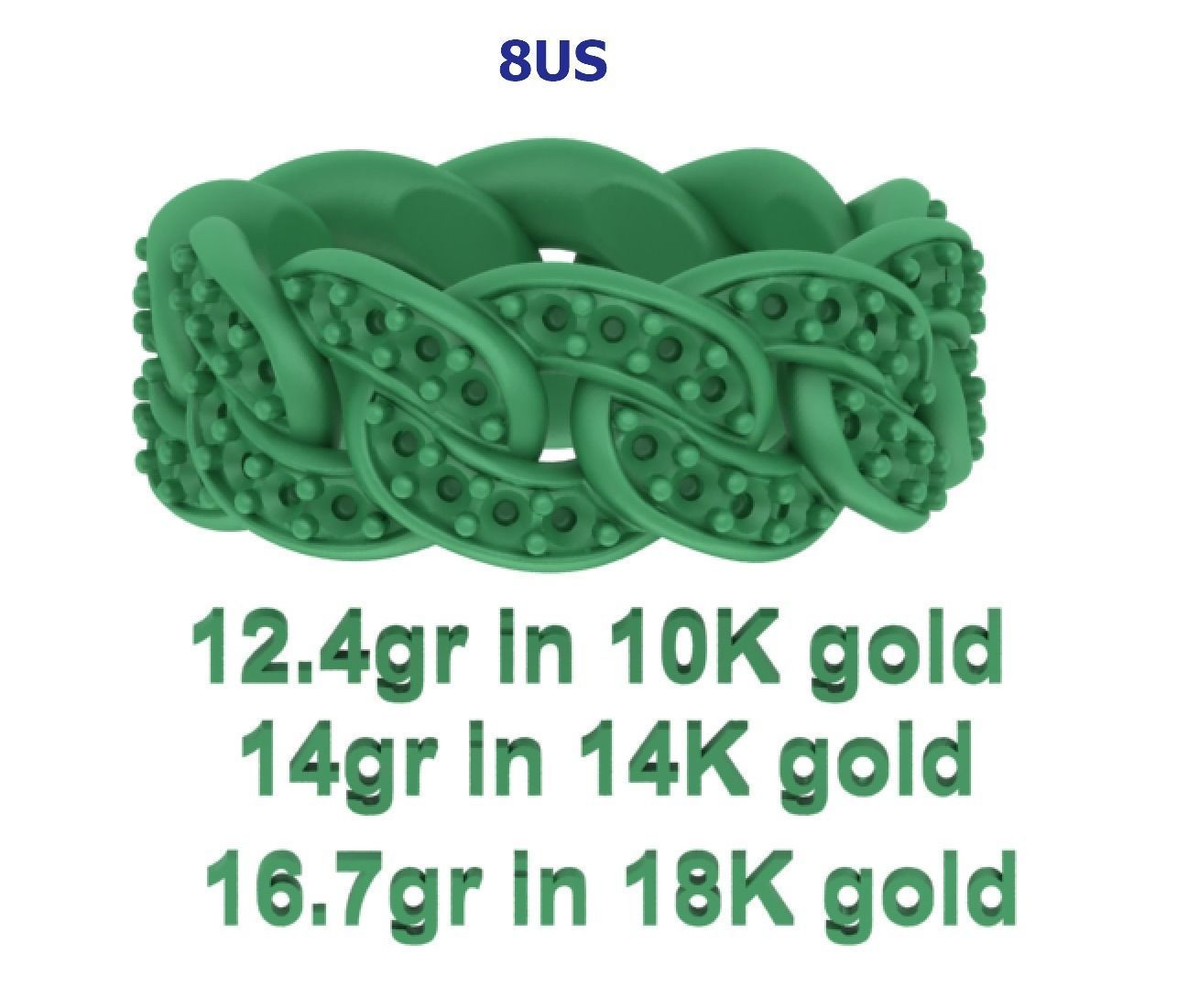 DIAMOND Cuban Link Heavy Chain Ring 9mm Wide 8US Size 3dmodel 3D print model_9