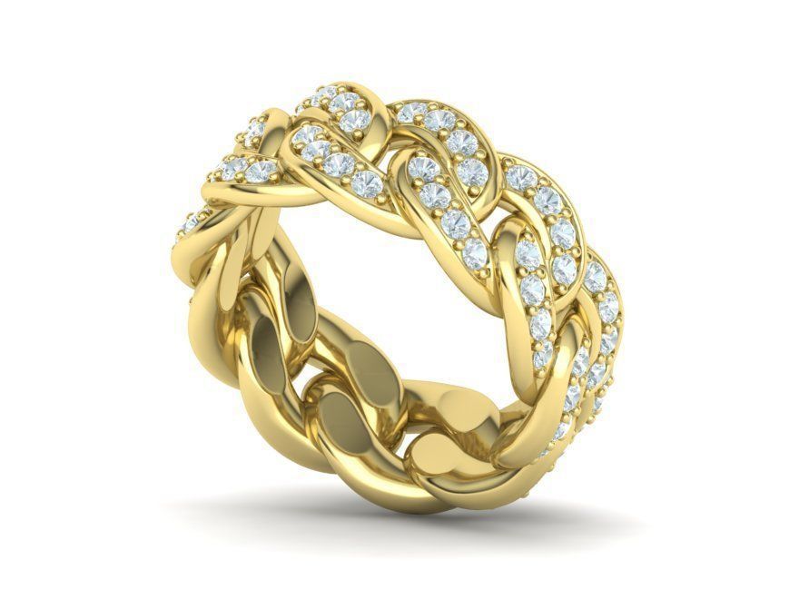 DIAMOND Cuban Link Heavy Chain Ring 9mm Wide 8US Size 3dmodel 3D print model_6