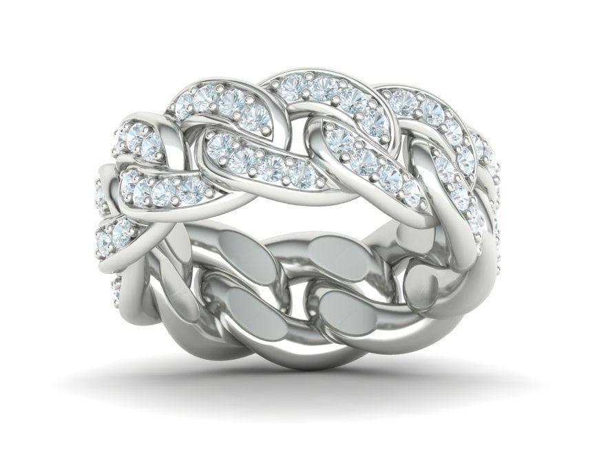 DIAMOND Cuban Link Heavy Chain Ring 9mm Wide 8US Size 3dmodel 3D print model_11