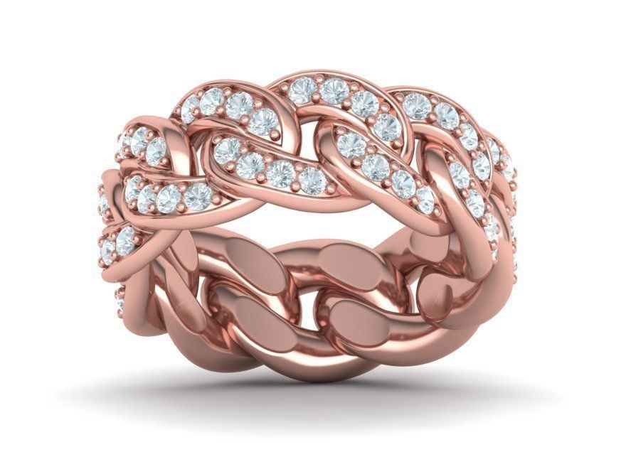 DIAMOND Cuban Link Heavy Chain Ring 9mm Wide 8US Size 3dmodel 3D print model_10