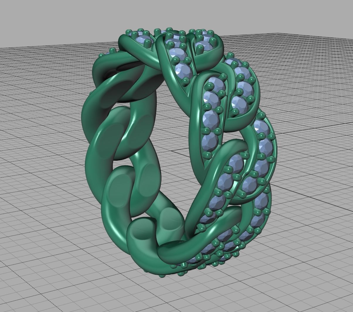 DIAMOND Cuban Link Heavy Chain Ring 9mm Wide 8US Size 3dmodel 3D print model_21