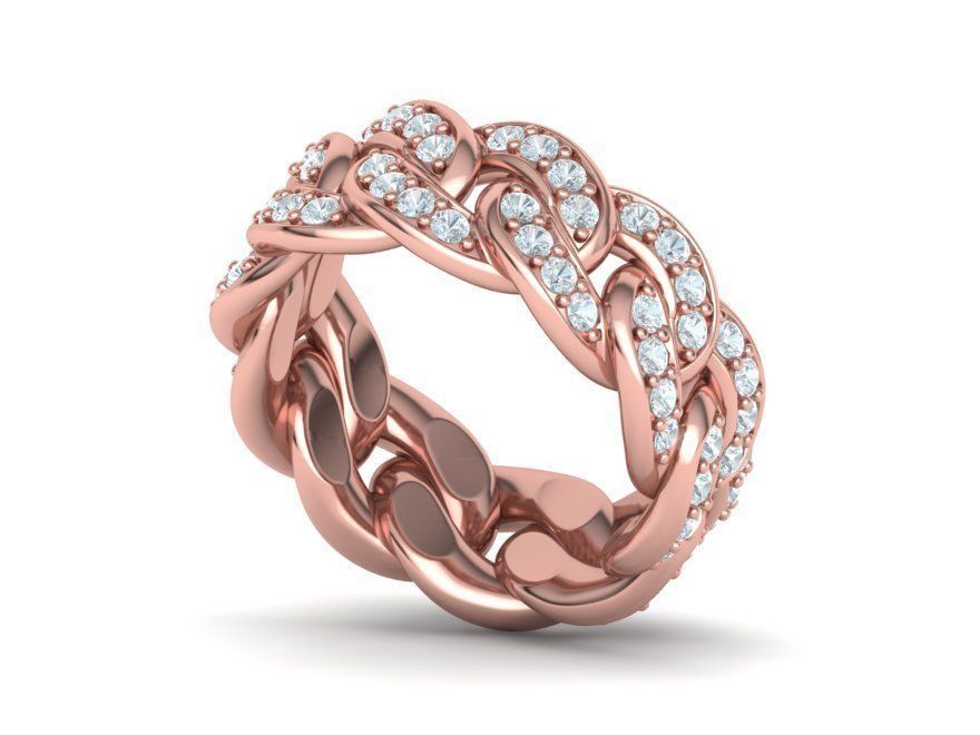 DIAMOND Cuban Link Heavy Chain Ring 9mm Wide 8US Size 3dmodel 3D print model_4