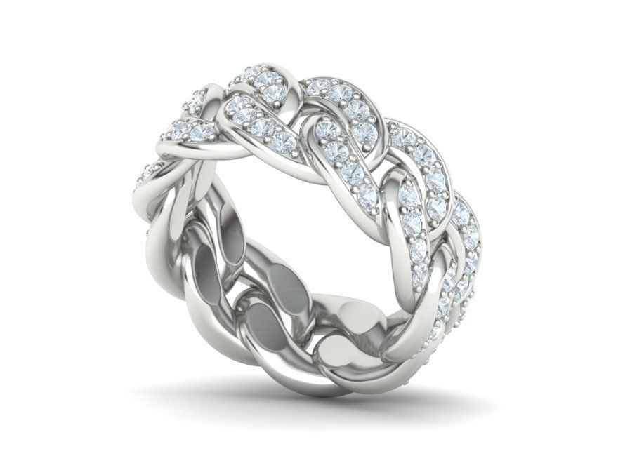 DIAMOND Cuban Link Heavy Chain Ring 9mm Wide 8US Size 3dmodel 3D print model_5