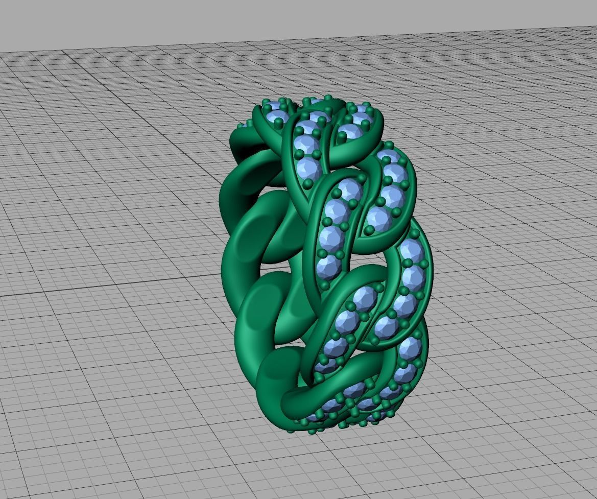 DIAMOND Cuban Link Heavy Chain Ring 9mm Wide 8US Size 3dmodel 3D print model_17