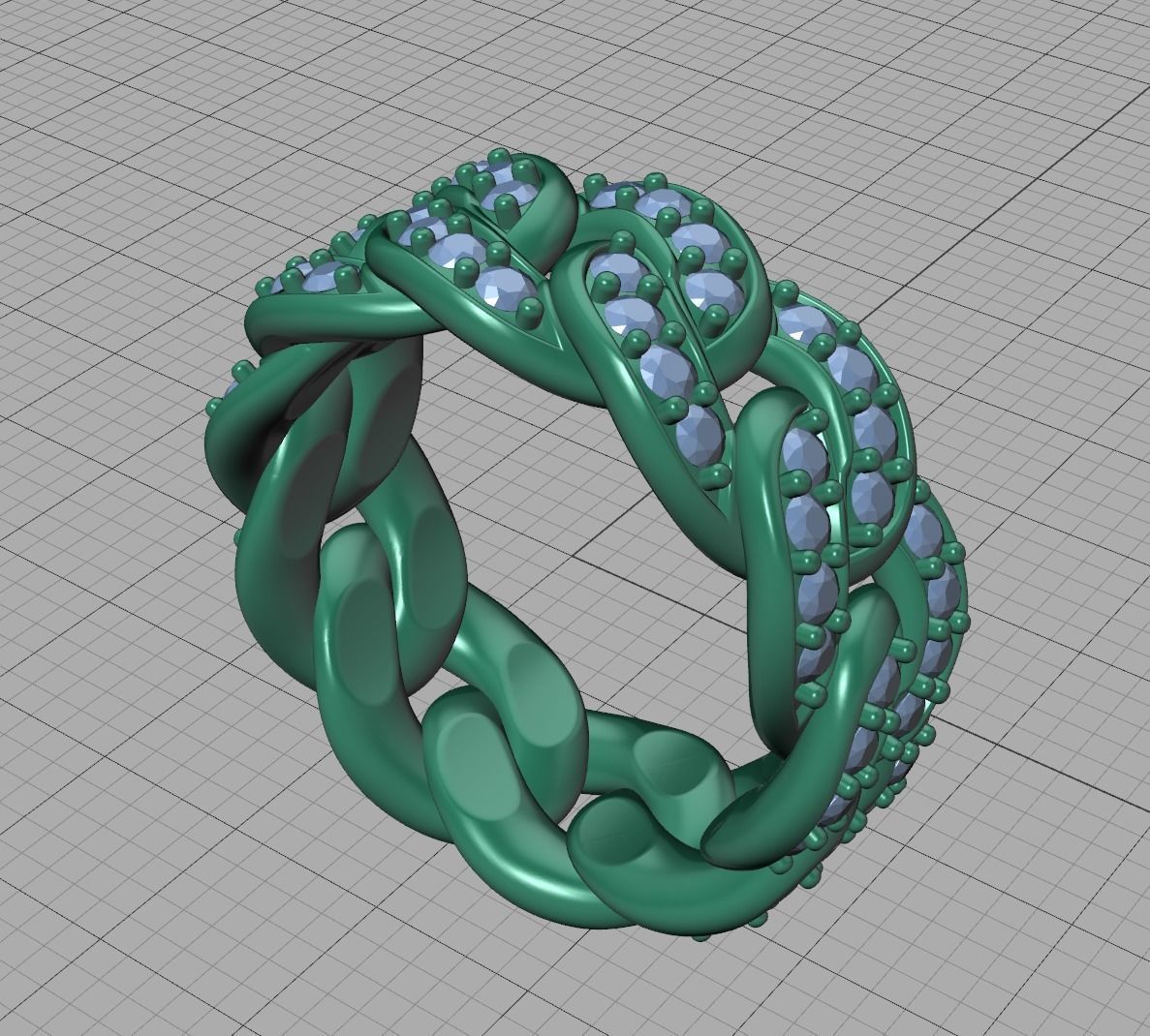 DIAMOND Cuban Link Heavy Chain Ring 9mm Wide 8US Size 3dmodel 3D print model_20