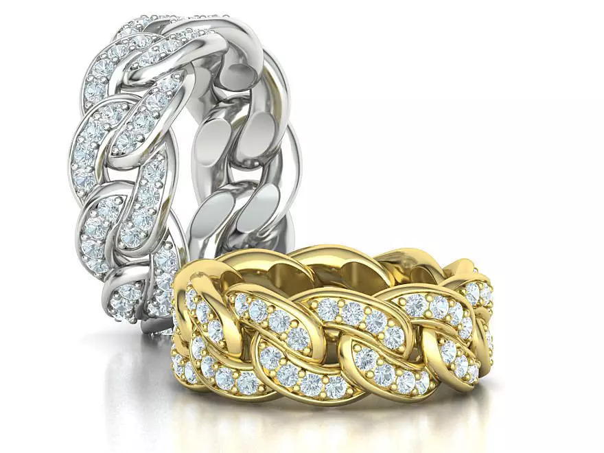 DIAMOND Cuban Link Heavy Chain Ring 9mm Wide 8US Size 3dmodel 3D print model_0