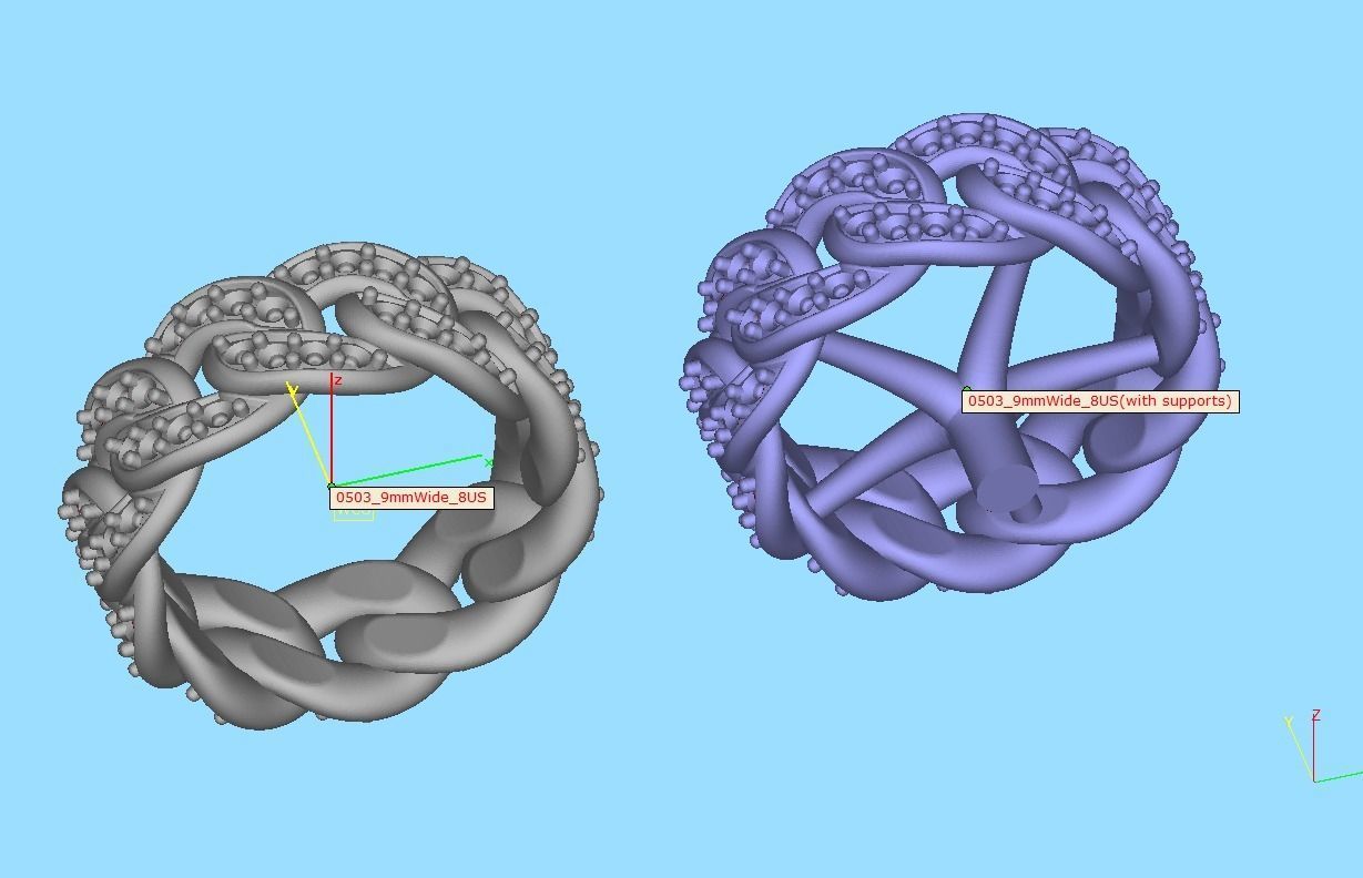 DIAMOND Cuban Link Heavy Chain Ring 9mm Wide 8US Size 3dmodel 3D print model_8