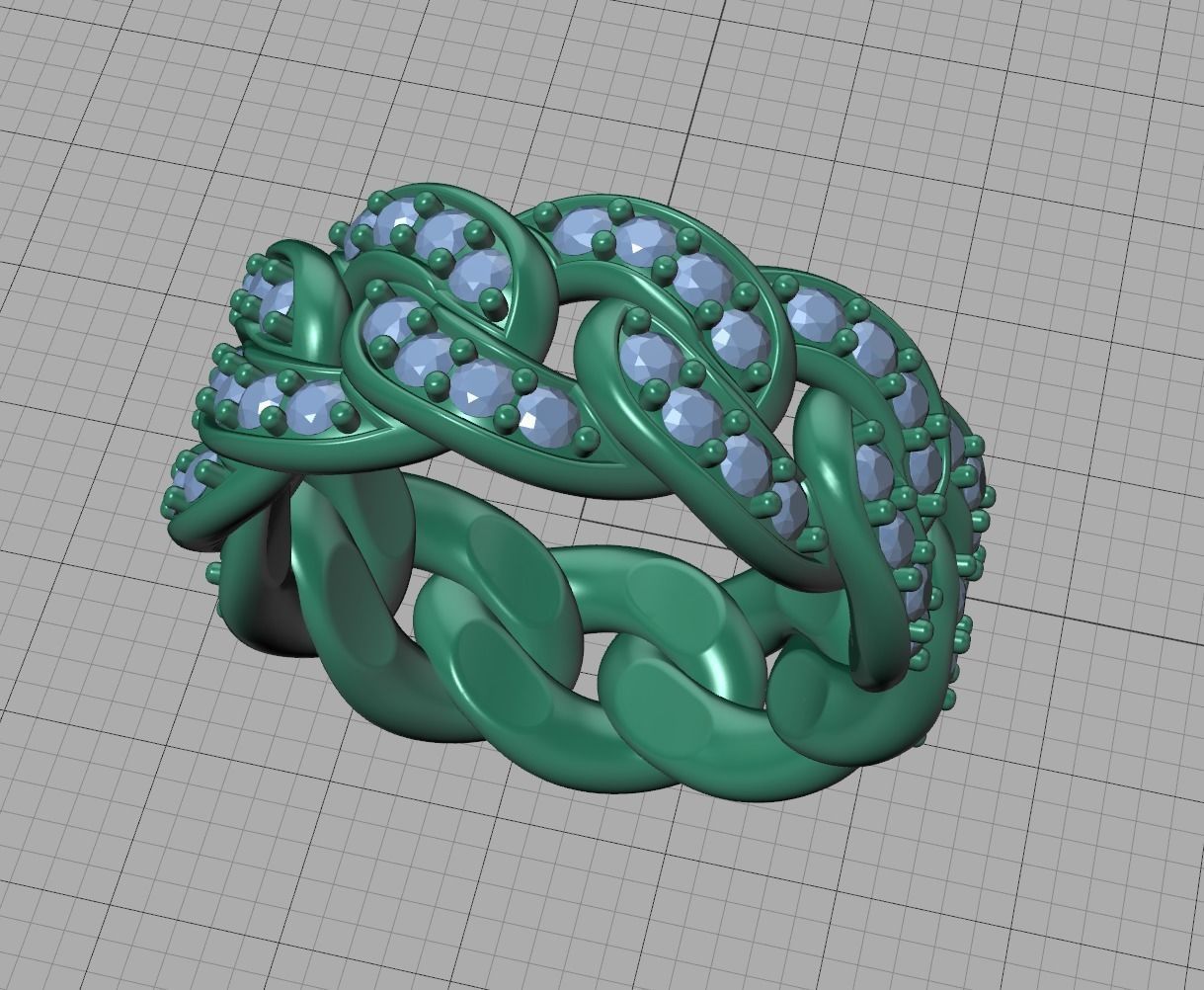 DIAMOND Cuban Link Heavy Chain Ring 9mm Wide 8US Size 3dmodel 3D print model_22