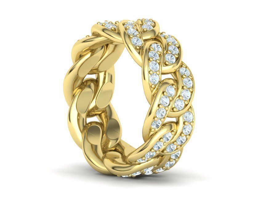 DIAMOND Cuban Link Heavy Chain Ring 9mm Wide 8US Size 3dmodel 3D print model_15