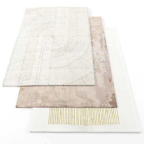 Rugs-991 rug with gold and stripes Low-poly 3D model