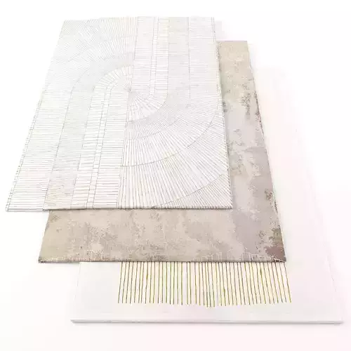 Rugs-991 rug with gold and stripes Low-poly 3D model
