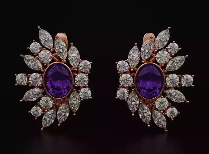 Earrings with marquise and diamonds 593
